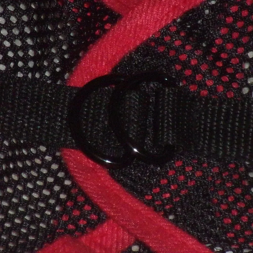 Black and red mesh dog harness and leash with hook and loop closure size large